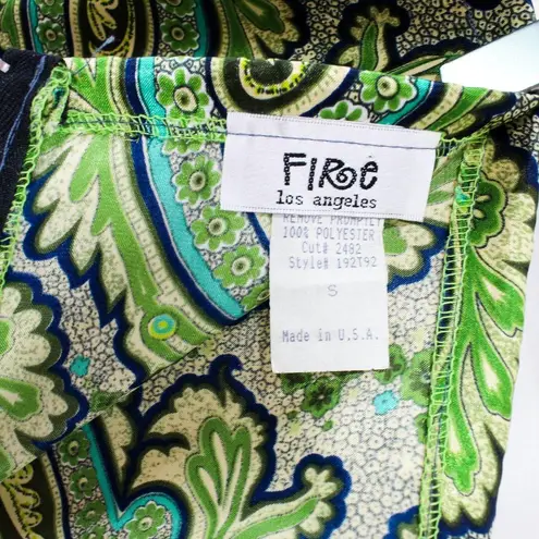 FIRE Green Vintage 2000's Paisley Tube Top Satin Handkerchief Blouse