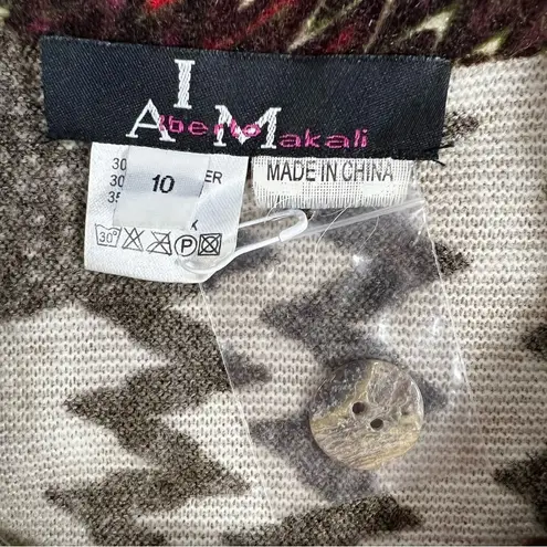 Alberto Makali I AM Long Sleeve Wool Blend Button Down Floral Midi Dress