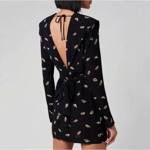 Rotate Birger Christensen Wanda Printed Black Mini Dress Size 6 Party Cocktail