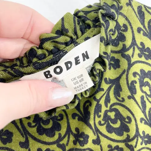 Boden USA Boden Frill-Detail Mini Dress Olive Green, Primrose Swirl