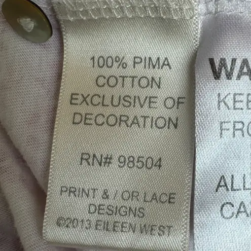 Eileen West Pink Floral Print Cotton Knit Long Sleeve Nightgown Size Small