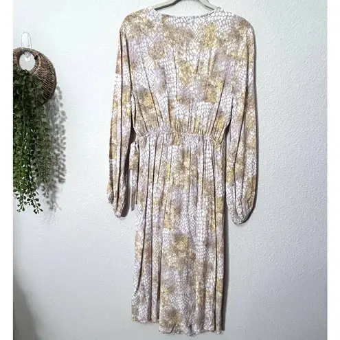 Tinsel Midi Wrap Midi Dress Snake Print Neutral Tones Petite LG Feminine Career Gray Size undefined