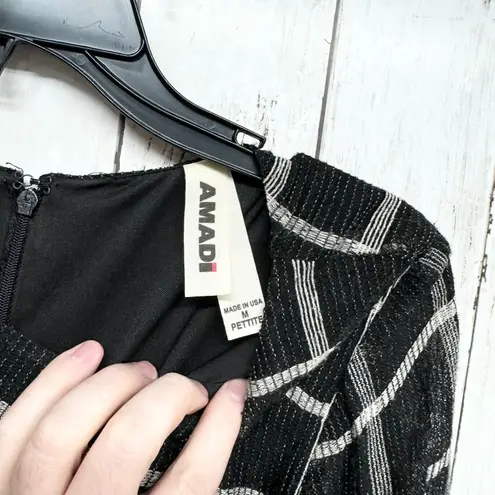 Amadi Dress Women PM Black White Checkered Plaid Boat Neck Bow Sleeve Tunic Tent Size undefined