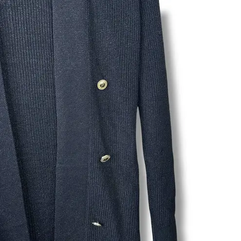 Megan K. NWT Black Ribbed Gold Button Long Sleeve Open Duster Cardigan Small