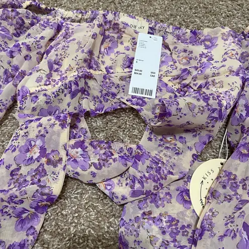 Kiss the Sky Floral Tie-Back Cropped Top NWT Size S