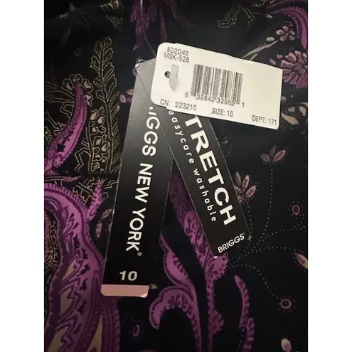 Briggs New York Paisley Print Midi Skirt 10 Black Purple Dark Romantic Feminine