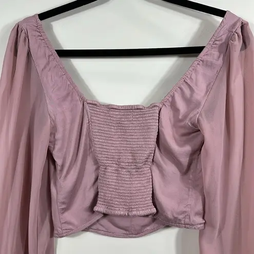 Urban Outfitters  Dusty Rose Barbie Crop Long Sleeve Fairy Pink Top Women Size M