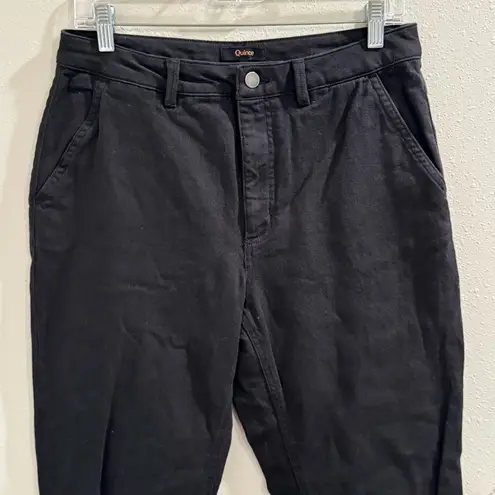 Quince 8 Black Organic Stretch Cotton Twill Straight Cropped Pant 28” Casual