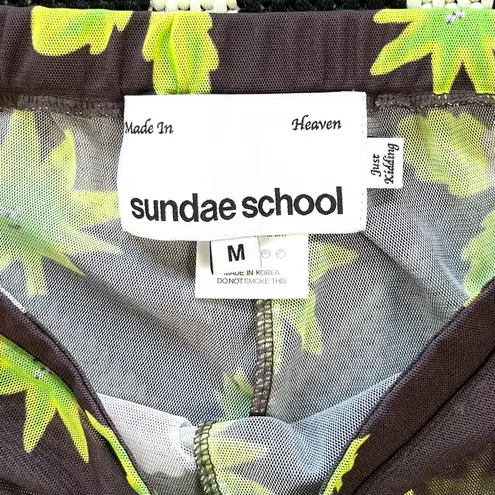 Sundae School Mary Jane Sheer Mesh Flare Pants Medium Brown