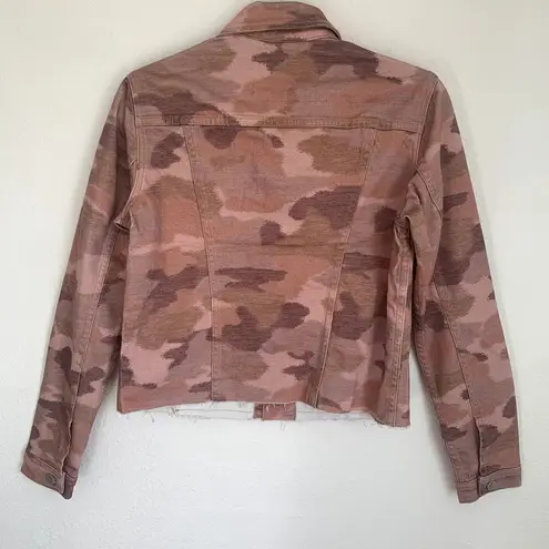 L'Agence NEW Janice Crop Jean Jacket in Nude Pink Camo