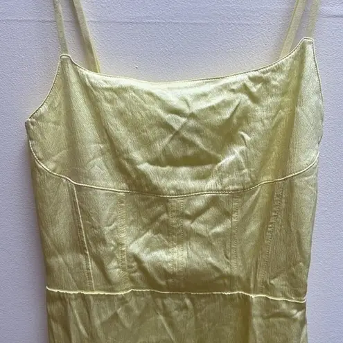 ZARA  Womens Dress Small Yellow Satin Effect Bloggers Favorite Bodycon Sleeveless