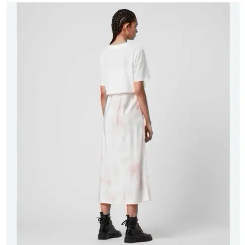 All Saints Benno Slip Dress Pink & White, Trendy Tie-Dye SMALL