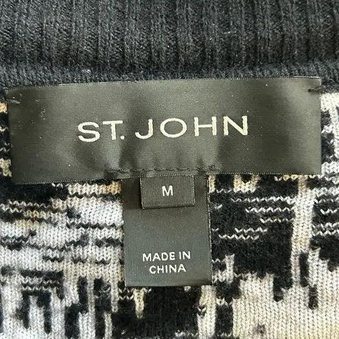 St. John Wool Blend Full Zip Shoulder pad Jacket Size Medium white black