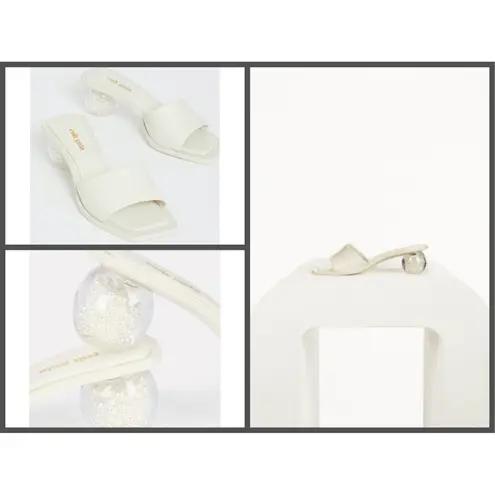 Cult Gaia ππ Tao Pearl Sandal ~ Off White Leather Mules Square Toe EU 41 NWT