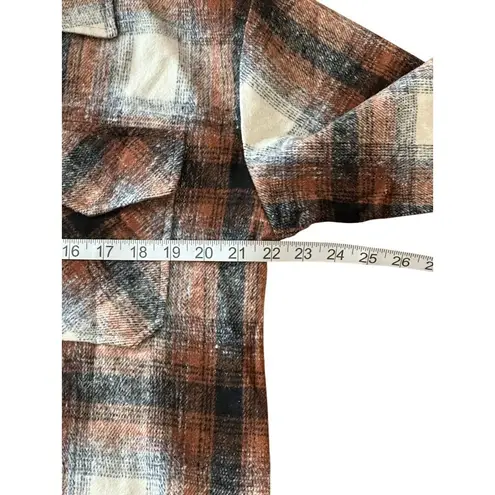Womens Brown & Cream Plaid Button