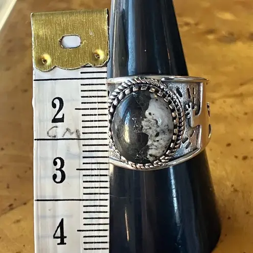 White Buffalo Turquoise Sterling Silver Ring Size 8
