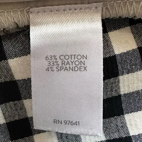 J. Jill Essential Cotton Stretch Gingham Pull On Pants, Size 8 Black