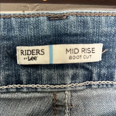 Riders By Lee Midrise Bootcut Jeans Embroidered Pockets Blue Fits Like Size 12