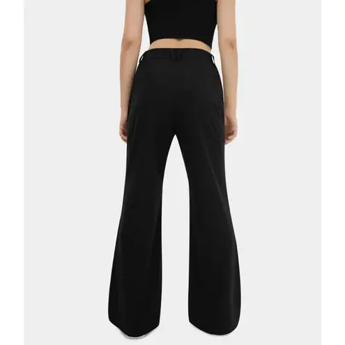 Halara High Waisted Belted Button Zipper Pocket Flare Casual Cargo Pants Black L