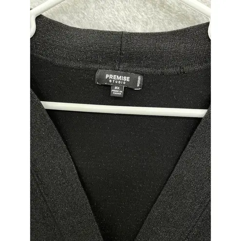 Premise Studio Black Metallic Silver Fibers Plus Size 0X Cardigan 3/4 Sleeve