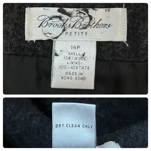 Brooks Brothers NWOT Charcoal Gray Wool Pencil Straight Skirt Petite Size 14
