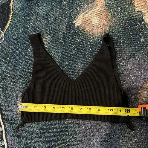 Debut Black Fitted Crop Tank Top Ribbed SZ Small Casual Summer Straps Bralette