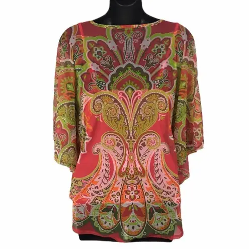 INC International Concepts Sheer Bat Wing Top Size Small