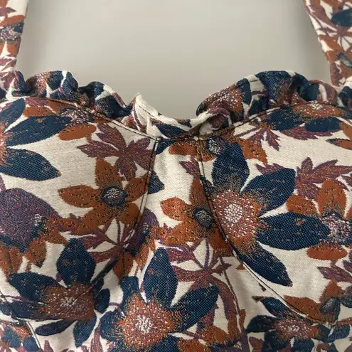 Sachin & Babi X Anthropologie Sweetheart Jacquard Ruffle Crop Top Floral XS