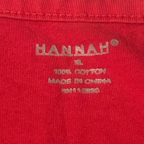 Hannah Red Cotton Top Smocked Neckline Cap Sleeves Womens XL Extra Large