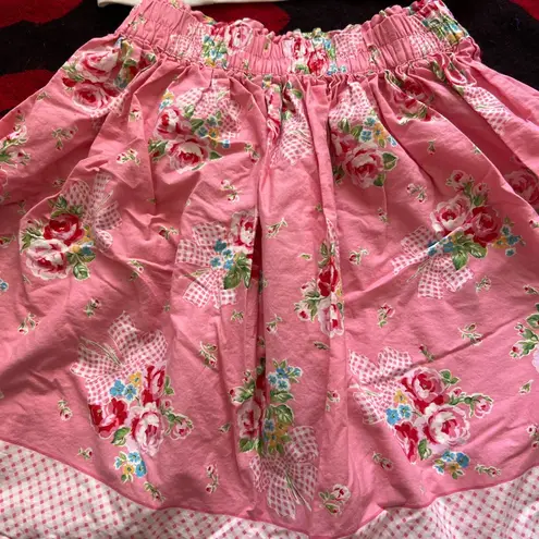 Bonne chance collections retro pink white bow floral top skirt 2 piece XS
