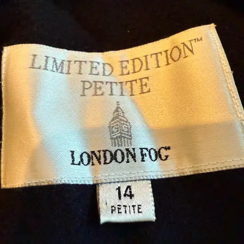 London Fog NWT Vintage Coat Jacket Size 14 Petite Dark Teal Leather Collar Barn