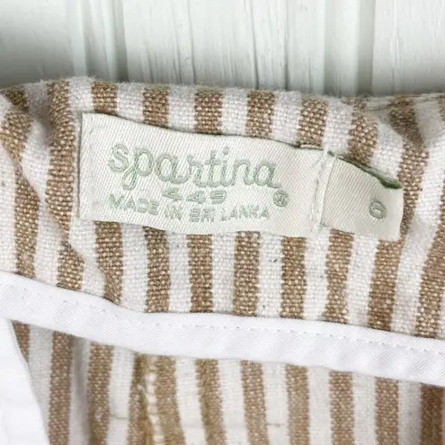 Spartina 449 Lawton Stripe Crop Pant in Tannin Stripe Hemp Cotton Blend Size 6