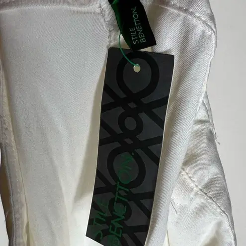 United Colors Of Benetton Stile Benetton Viscose Sash-Waist Wide Leg Pants in Cream