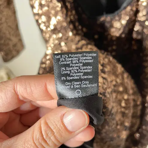 Dress the Population  Jaden Cutout Dress Size Small Copper Sequin Long Sleeve