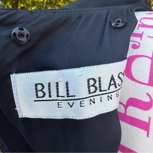 Bill Blass Vintage 1990s Evening Black Cocktail Dress Polka Dot Skirt Size 8