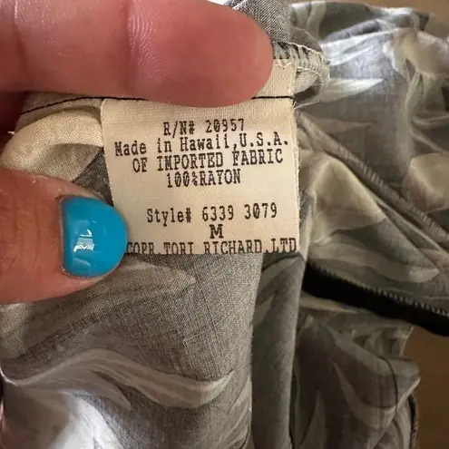 VTG Tori Richard Honolulu Hawaiian fruit dress midi maxi black green tan medium