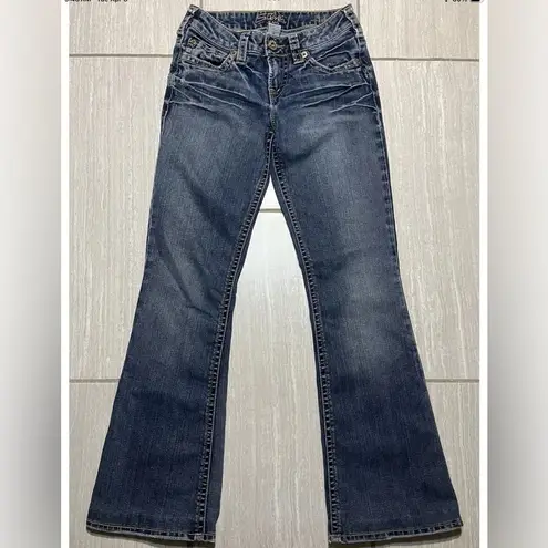 Silver Jeans Aiko Mid Boot Women 26X38 Blue Denim Western Distressed Cowgirl