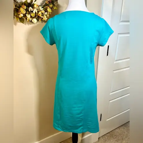 Toad & Co Tech Tomboy Crew Neck Cap Sleeves Performance Dress in Turquoise Sz S