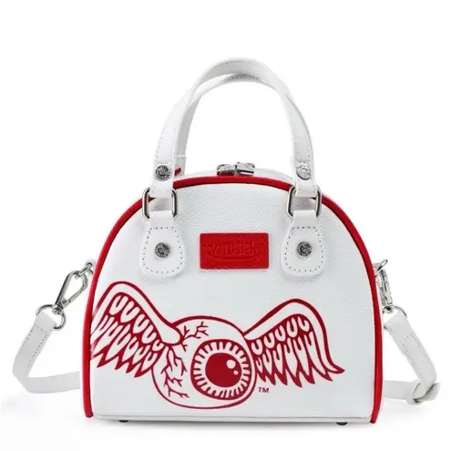 Von Dutch WHITE AND RED TWO-TONE BOWLING BAG Y2K