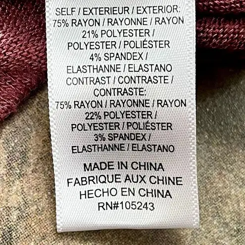 Bobeau Burgundy Mini Long Sleeve Wrap Sweater Dress Large