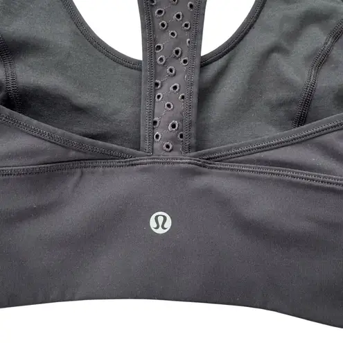 Lululemon  Ornate Bra Racer Back Embroidered Eyelet Sports Bra Black Size 6