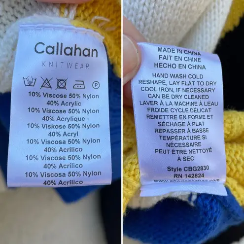 Callahan Knitwear Colorblock Abstract Knit Sweater M Blue Size M