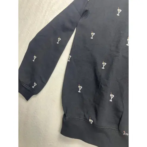 Love Grey Nordstrom Black Martini Cocktail Embroidered Crewneck Sweatshirt XS