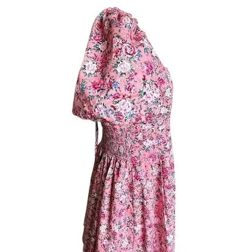 Mable Mini Dress Pink Puff Sleeve Square Neck Cottagecore Coquette Barbiecore Size L