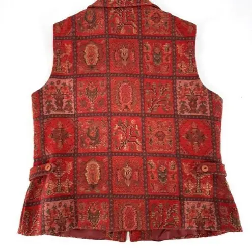 The Territory Ahead Women's Patterned Tapestry Zip-Up Vest Red Size 6 Western - Image 3