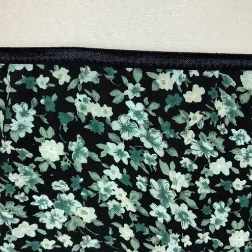 Vintage Blue  Maxi Skirt in Black Green All-Over Floral Side Slits Size Small