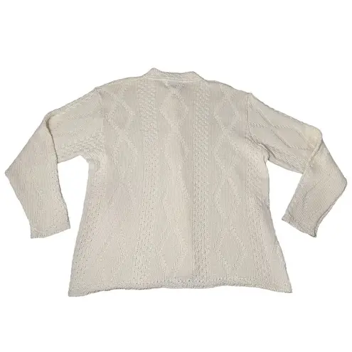 Binghamton Knitting Co. Women's Medium Cream Cardigan Sweater Chunky Knit Button White