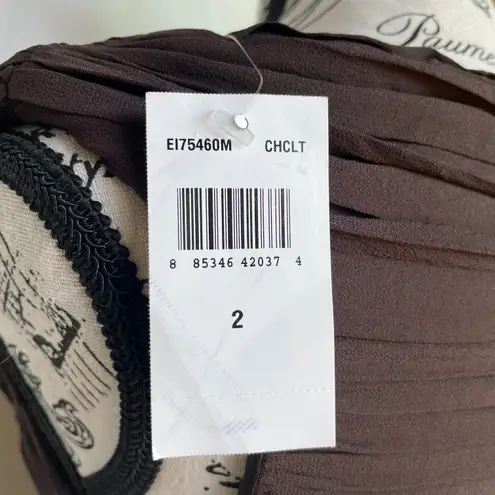 Tadashi Shoji Tadashi chocolate brown silk chiffon V-neck midi dress size 2 XS extra small NWT