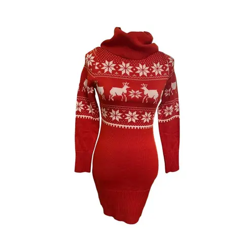 Tipsy Elves Cowl Neck Christmas Sweater Dress Fair Isle Reindeer Snowflakes XS