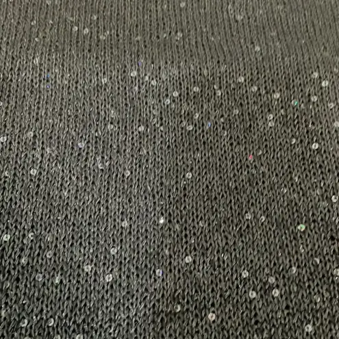 COURAGE.B winter knit‎ scarf black sequins with fringe edges black sparkle NWT